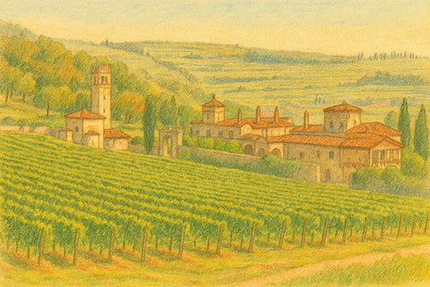 Pencil color illustration of Valpolicella - primalwine.com