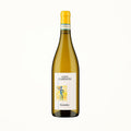 white natural wine bottle on a soft cotton-candy gradient