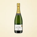 sparkling natural wine bottle on a soft cotton-candy gradient