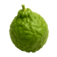 Fresh green bergamot fruit with a textured surface, known for its distinct aroma and culinary uses.