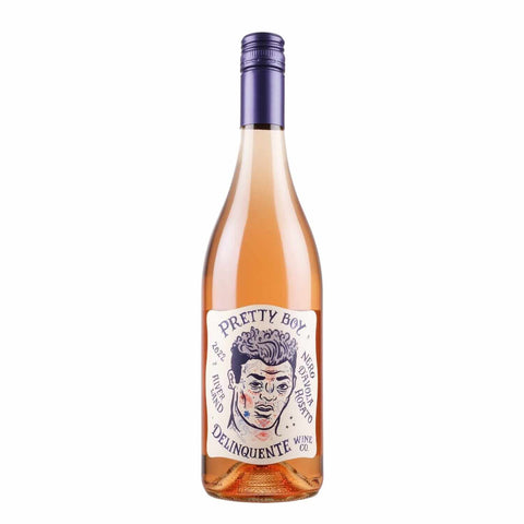 Bottle shot of Delinquente Pretty Boy Nero d'Avola Rosato 2022, produced by Delinquente Wine Co., buy classic and natural wine online on Primal Wine, the best wine shop in the United States – primalwine.com