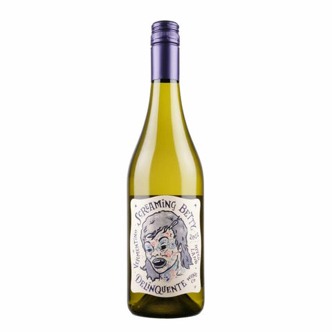 Bottle shot of Delinquente Screaming Betty Vermentino 2022, produced by Delinquente Wine Co., buy classic and natural wine online on Primal Wine, the best wine shop in the United States – primalwine.com