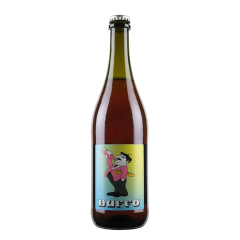 Bottle shot of Buffo Rosato Folicello Lambrusco Pet Nat, produced by Folicello, buy classic and natural wine online on Primal Wine, the best wine shop in the United States – primalwine.com