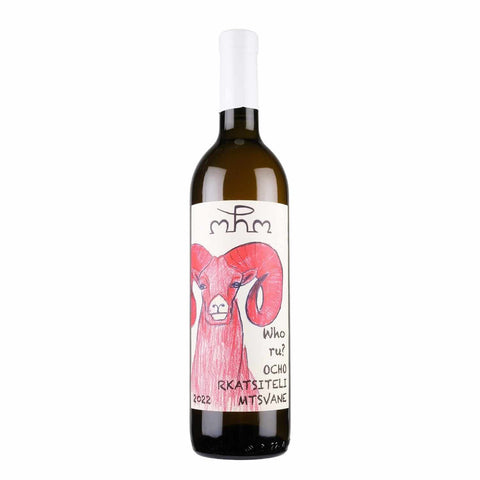 Bottle shot of Ocho Who Ru? Rkatsiteli Mtsvane 2022, produced by Ocho, buy classic and natural wine online on Primal Wine, the best wine shop in the United States – primalwine.com