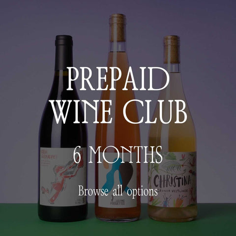 Bottle shot of Prepaid Six Months Club, produced by Primal Wine Selection, buy classic and natural wine online on Primal Wine, the best wine shop in the United States – primalwine.com