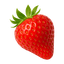 Fresh red strawberry with green leaves on a white background, showcasing its juicy texture and vibrant color.