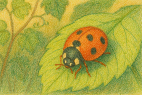 Pencil color illustration of a ladybug - primalwine.com