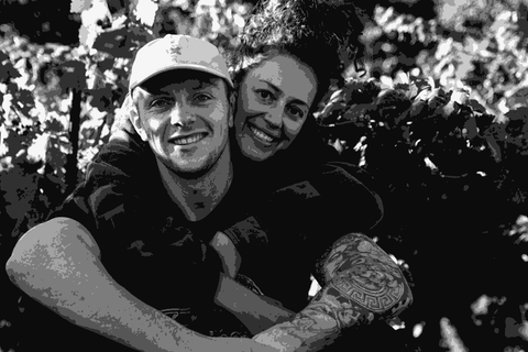 Beno Stewart and Monica Varriale of Catch & Release Wines in the vineyard