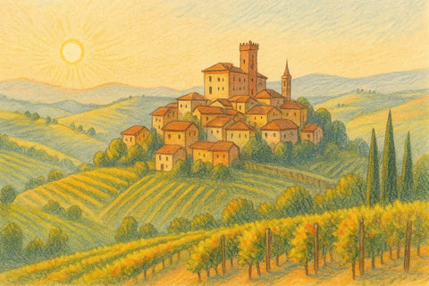 Illustration of Barolo in colored pencil - primalwine.com