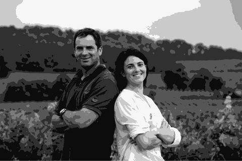 Siblings Guillaume and Rachel Hubert of Chateau la Grolet in their Cotes de Bourg vineyard