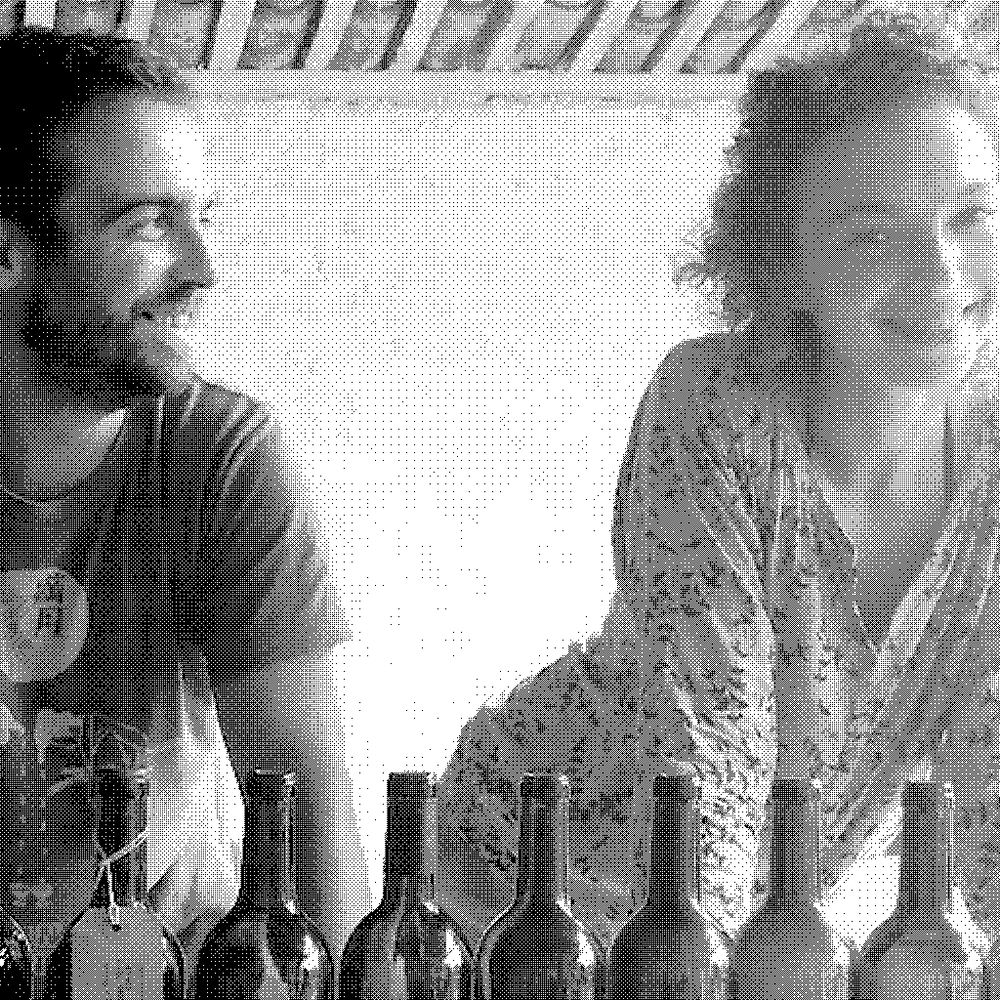 Julie Brosselin and Ivo Ferreira, natural wine producer of Les Cigales dans la Fourmiliere, in their cellar in Montpeyroux, Languedoc, France