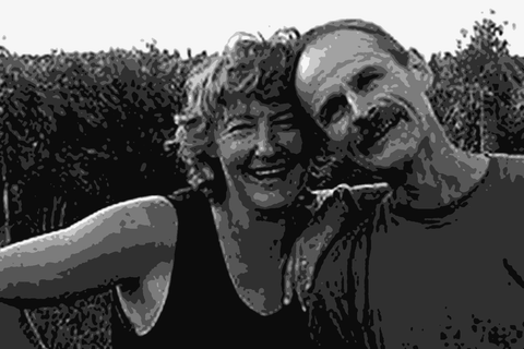 Gérard and Christine Villet in their vineyard in Arbois, Jura