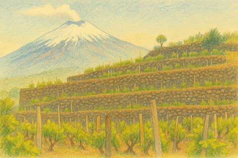 Pencil color illustration of Mount Etna - primalwine.com