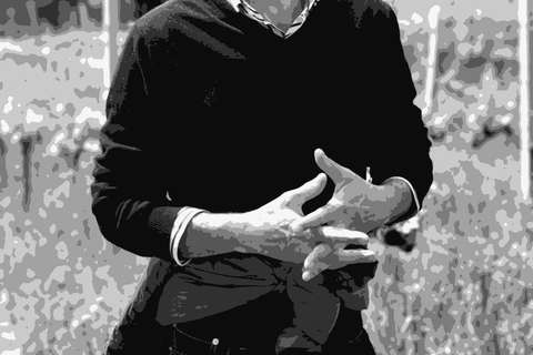 Angelo Fongoli of Azienda Agricola Fongoli speaking among his vines in Montefalco