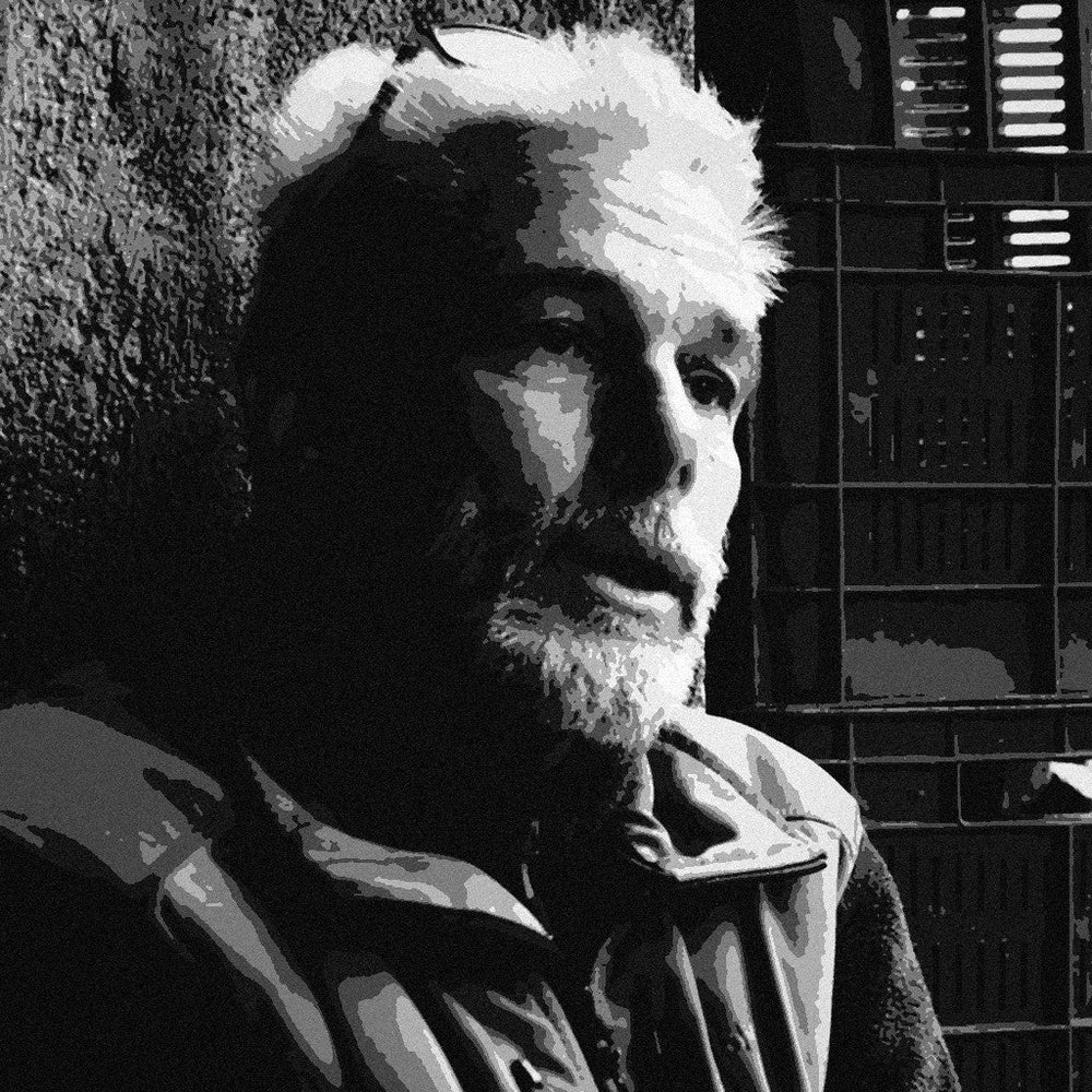 Frank Cornelissen at his estate on Mount Etna, black and white