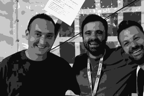 The three founders of Il Vinco at a natural wine fair