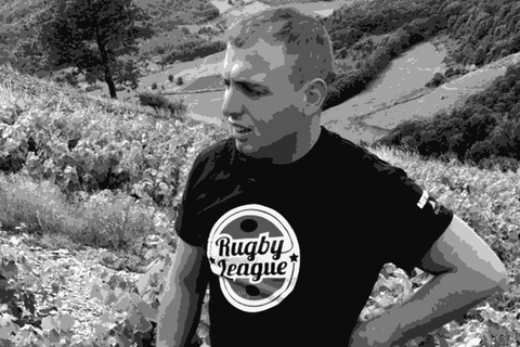 Kewin Descombes in a Morgon vineyard in Beaujolais