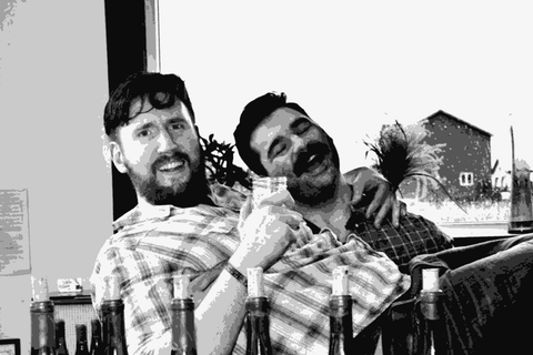 Zack Klug and Patrick Vaughn of Liten Buffel at a wine tasting event