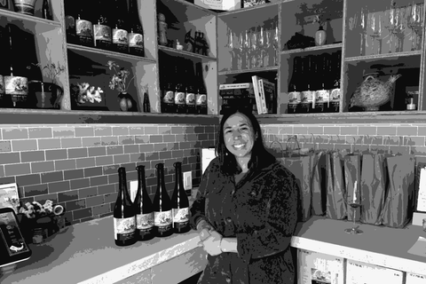 Megan Bell, founder and winemaker of Margins, in her Santa Cruz tasting room