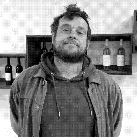 Julien Trichard, natural wine producer, in his cellar at Mas Pas Re in Vendémian, Languedoc, France