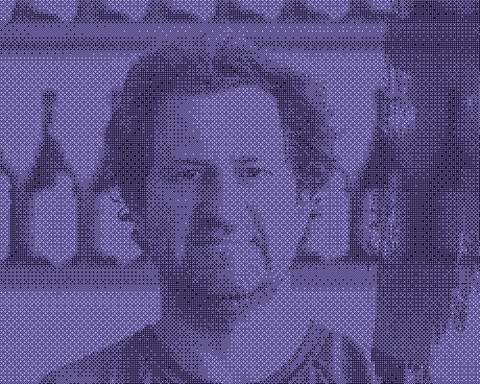 Black and white portrait of Maurizio Ferraro, Italian natural winemaker from Piedmont, featured in "Vinocinghialo" article.