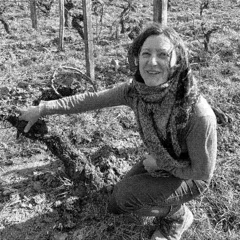 Alice Bouvot, natural wine producer at Domaine de l'Octavin, in her vineyard in the Jura, France