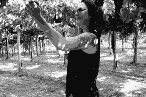 Amy Atwood of Oeno in a vineyard