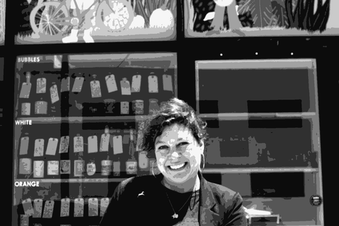 Coly Den Haan founder of Vinovore standing outside her natural wine shop in Los Angeles