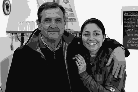 Giuseppe and Silvia Brannetti, father and daughter team at Riserva della Cascina, standing together at the winery