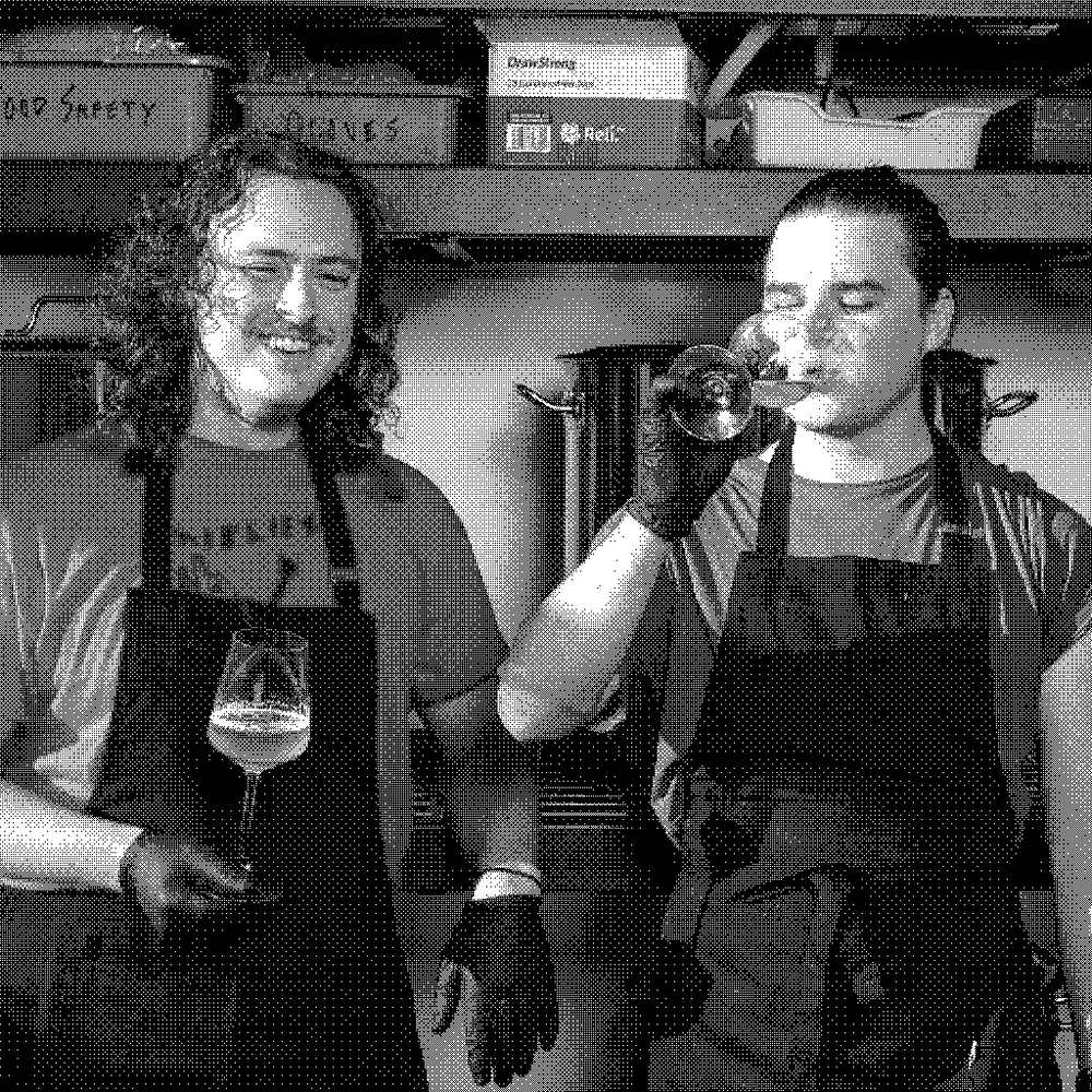 Young Stowe and Graham Pirtle, natural wine producer co-founders of Unified Ferments, in their fermentation lab in Brooklyn, New York