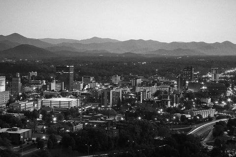 Black and white photo of Asheville