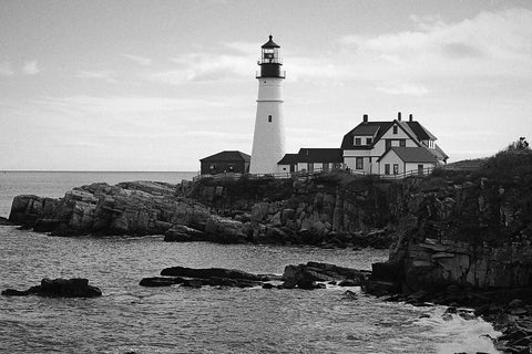 Black and white photo of Portland, Maine