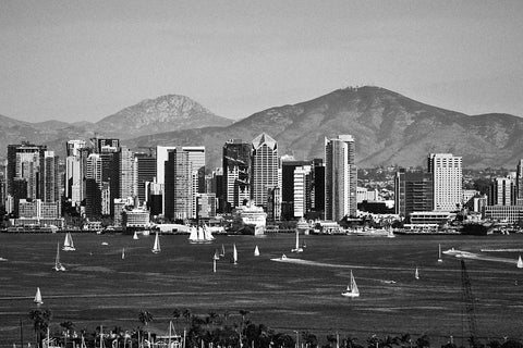 Black and white photo of San Diego