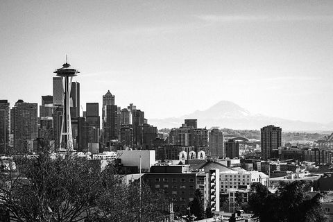 Black and white photo of Seattle