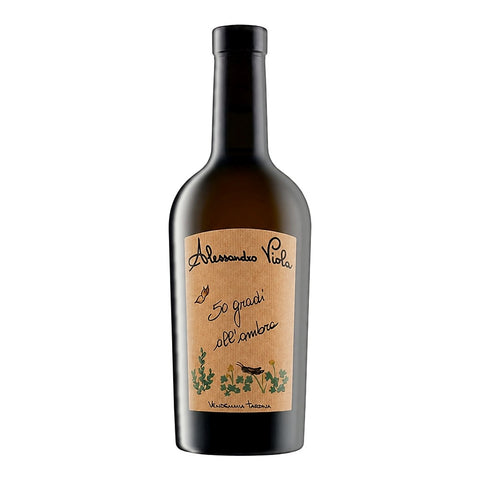 Alessandro Viola 50 Gradi All'Ombra 2024 is a 500ml organic orange wine from Sicily, Italy, made with Catarratto grapes