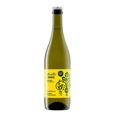 Folicello Bianco Pet Nat 2023, a light-bodied organic white wine from Emilia-Romagna, Italy, made with Montuni grapes