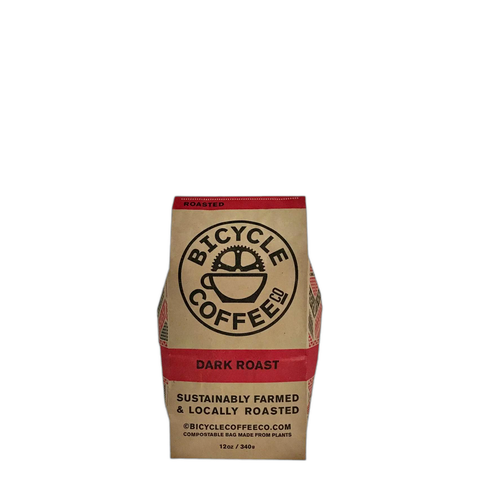 Bicycle Coffee Co Dark Roast Coffee Beans, bag of whole bean coffee at Primal Wine
