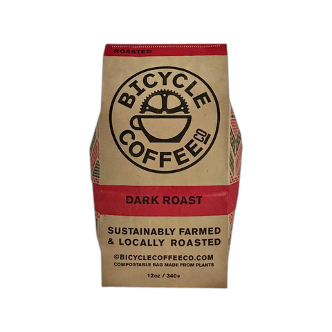 Bicycle Coffee Co Dark Roast Coffee Beans, bag of whole bean coffee at Primal Wine