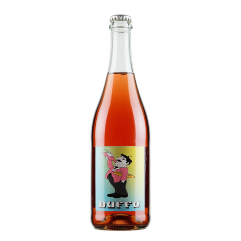 Bottle shot of Buffo Rosato Folicello Lambrusco Pet Nat, produced by Folicello, buy classic and natural wine online on Primal Wine, the best wine shop in the United States – primalwine.com