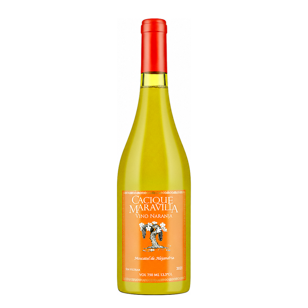 Cacique Maravilla Vino Naranja, an orange wine from Chile, made with native varietals, showcasing natural winemaking
