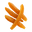 Sweet orange guava fruit strips arranged in a neat stack, showcasing their vibrant color and chewy texture.