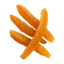 Sweet orange guava fruit strips arranged in a neat stack, showcasing their vibrant color and chewy texture.