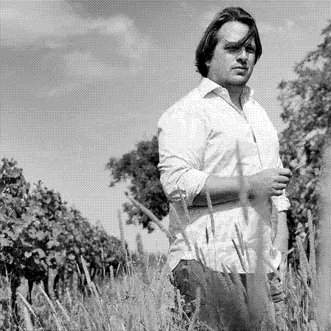 Christian Tschida, natural wine producer, standing in his vineyard in Austria's Burgenland