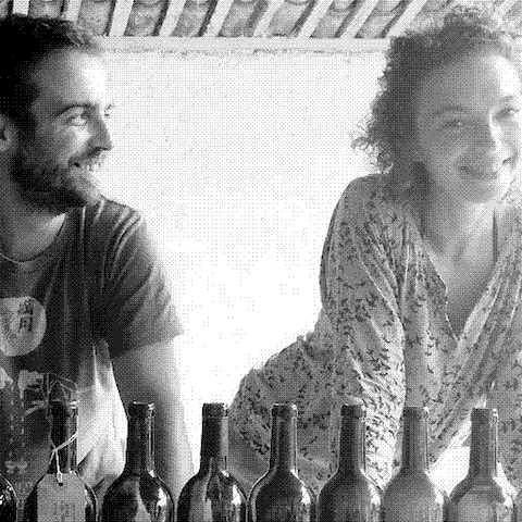 Julie Brosselin and Ivo Ferreira, natural wine producer of Les Cigales dans la Fourmiliere, in their cellar in Montpeyroux, Languedoc, France