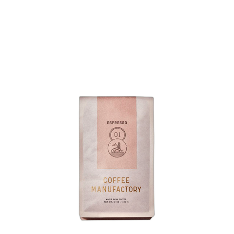 Coffee Manufactory 01: Espresso Coffee Beans, bag of whole bean coffee at Primal Wine