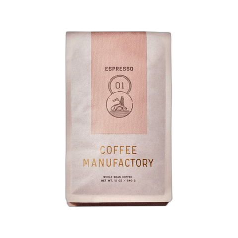 Coffee Manufactory 01: Espresso Coffee Beans, bag of whole bean coffee at Primal Wine