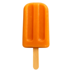 Bright orange popsicle on a wooden stick, perfect for refreshing summer treats.