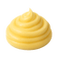 Swirled mound of creamy yellow mustard on a white background, ideal for food styling and presentations.