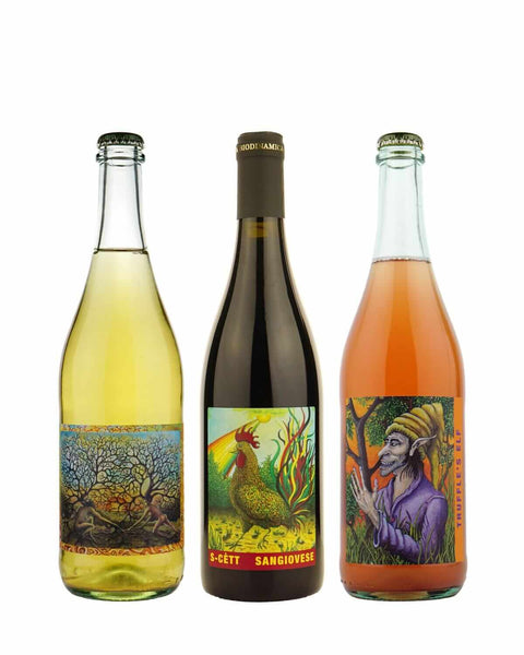 Santa Lucia Trio from Emilia-Romagna, Italy, featuring three natural wines curated by Primal Wine
