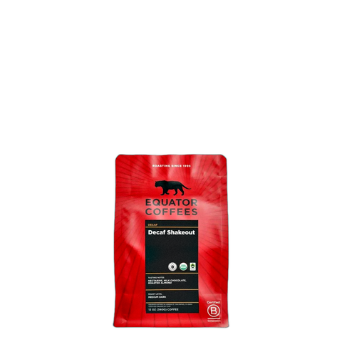 Equator Coffees Decaf Shakeout Coffee Beans, bag of whole bean coffee at Primal Wine
